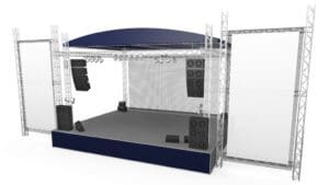 Outdoor stage with large vertical banners